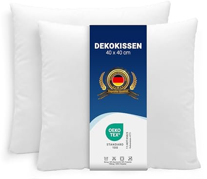 ZOLLNER 2er Set Kissen - Made in Europe – Polyesterfüllung - Bezug aus Mischgewebe - waschbar bis 95°C - 40x40 cm - Hotelqualität - Oeko Tex® Zertifiziert