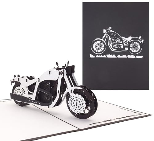 Pop-Up Karte Motorrad - schwarz - 3D Card Motorbike – Biker Geburtstagskarte, Einladung, Geschenkidee zum Geburtstag & Gutschein zum Führerschein & Ausflug mit dem Bike