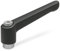 Ganter Normelemente GN 300.1-108-M16-SW 1-108-M16-SW-Verstellbare Klemmhebel mit Edelstahl-Gewindebuchse, schwarz, strukturmatt, Grifflänge: 108mm Gewinde: M16