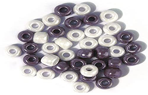 Rayher Perles en verre grand trou opaque ø 5,4mm 55g, gris/violet/blanc, 1439400