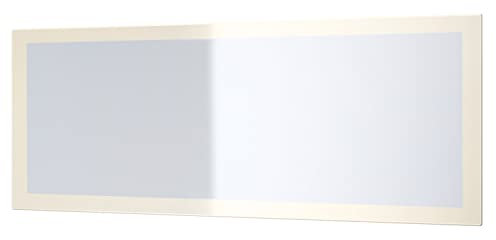 Vladon Spiegel Lima, Wandspiegel mit Rahmen im modernen Stil, Creme Hochglanz (139 x 55 cm)