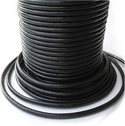 Auroris Cordon en Cuir Rond Noir Ø 2 mm Rouleau de 100 mètres