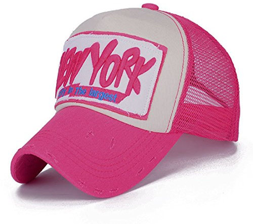 Thenice Cappellino regolabile New York Vintage Mesh Baseball Cap (Rosa caldo)