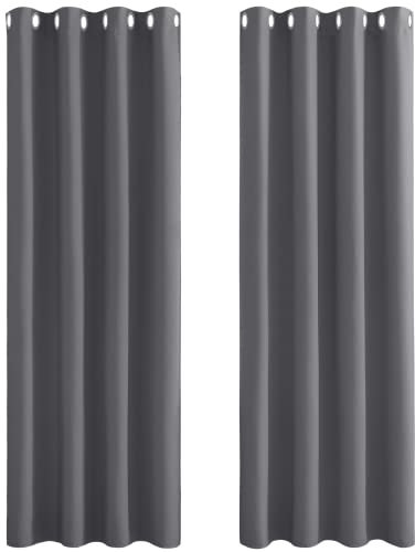 PONY DANCE Tende Oscuranti per Interni 2 Pezzi L 140 x A 240 cm Tende Termiche per Soggiorno e Camera da Letto Curtains Oscurante ad Anelli per Salotto Moderne, Grigio