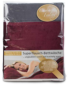 Gözze - Wendebettwäsche, Cashmere-Feeling, Bettbezug: 135 x 200 cm, Kissenbezug: 80 x 80 cm, Mikrofaser - Bordeaux/Anthrazit