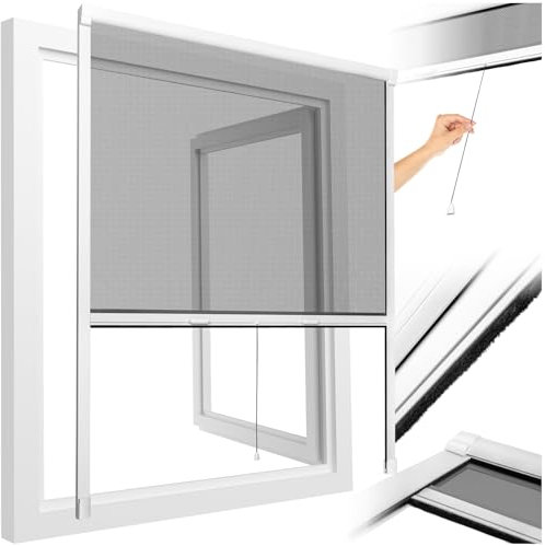 TecTake® mosquitera Ventana Ajustable, Malla mosquitera Enrollable, mosquitera Tela, Red antimosquitos Ventana, Resistente a la Intemperie, instalación fácil Interior/Exterior - 130 x 160 cm Blanco