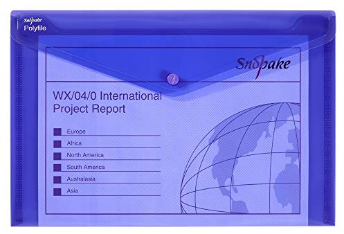 Snopake Foolscap Electra Purple Polyfile Popper Wallet [Pack of 5] Popper Wallet with Press Stud Closure [11162]
