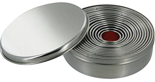 PATISSE - 14-teiliges Ausstechformen-Set aus Edelstahl in Metalldose - Motiv: Kreise