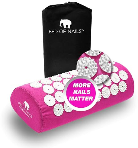 BED OF NAILS Original Akupressur Kissen - 2142 Druckpunkte - Akupunktur Nackenkissen - Nackenschmerzen Rückenschmerzen Stressabbau - Tragetasche - Größe 38 x 15 x 10 cm - Pink