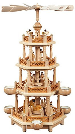 Weihnachtspyramide Richard Glässer Pyramide 3-stöckig, Christi Geburt für Teelichte, 16703