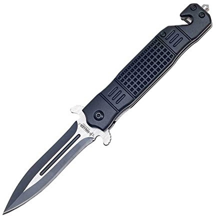 Haller 84682 Uni Stiletto Rescue Taschenmesser Messer, Schwarz