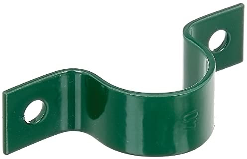 Alberts 655518 Rohrschelle | zur Befestigung von Zaunpfosten an Mauern | verzinkt, grün kunststoffbeschichtet | für Pfosten-Ø 38 mm