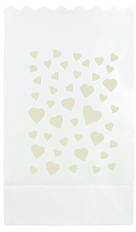 Goodymax 10 Lichttüten Herzen (11,5 x 7 x 19 cm) Luminaria Candle Bag Lichtertüte Dekolicht Papier Laterne