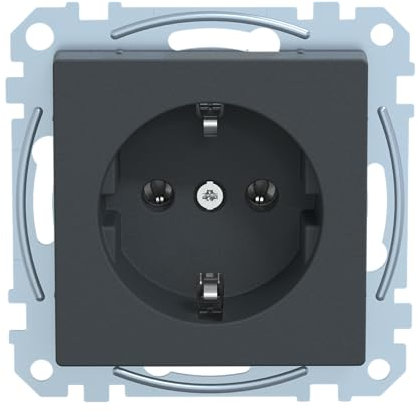Schneider Electric Merten Schuko-Steckdose, 2-polig+E, Schraub-Liftklemmen, System M, anthrazit, Artikelnummer MEG2401-0414
