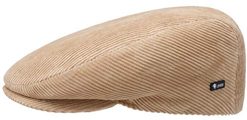 Lipodo Cord Flatcap beige Herren/Damen - Schirmmütze aus Baumwolle - Schiebermütze mit Futter - Cap Größe M 56-57 cm - Cordmütze Sommer/Winter
