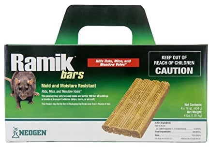 Ramik Bars All-Weather Rodenticide Mold & Moisture Resistant Bait for Control of Rats, Mice, and Meadow Voles, 4 lbs