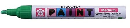 SAKURA Paint Marker - Permanentgrün - schnell trocknende Paint Marker - 2 mm Strich - langlebiger Aluminiumzylinder - markiert auf Holz, Metall, Leder, Kunststoff, Glas und mehr