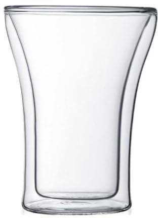 Bodum ASSAM Coffee Glass Set (Double-Walled, Dishwasher Safe, 0.25 L/8 oz) - Pack of 2, Transparent