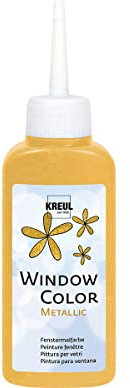 KREUL 42744 - Window Color gold 80 ml, Fenstermalfarbe mit Metalliceffekt auf Wasserbasis, für glatte Oberflächen wie Glas, Spiegel und Fliesen