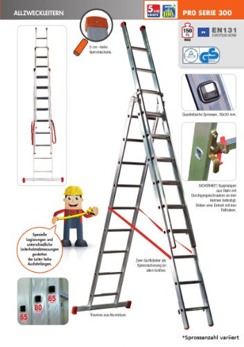 Échelle multifonction Escabeau alzweck de 2 pièces 2 x 9 échelons FACAL serie300