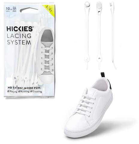 Hickies Kids elastische Schnürsenkel für Kinder, kein Schuhe binden mehr, für alle Schuhe geeignet, Weiß, Einheitsgröße