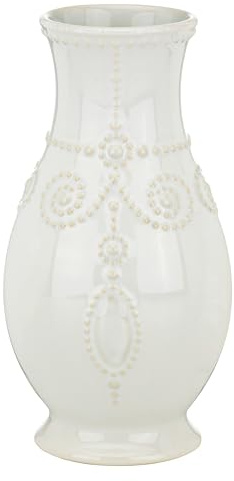 Lenox, 858819, geriffelte Vase mit französischen Perlen, Weiß, 20,3 cm