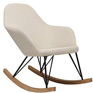 Miliboo Relax-Sessel - Schaukelstuhl Stoff naturfarben Füße Metall und Esche Jhene