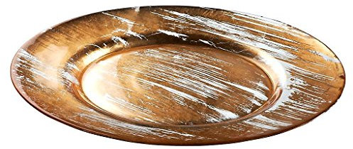 Teller Obstteller Pastateller Golden Dust Gold Klar Glas 33 cm