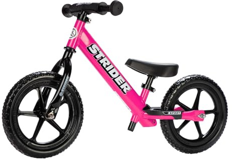 Strider 12 Sport, No Pedal Balance Bike for Kids Ages 1–4 Years, Pink