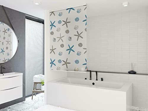 KS Handel 24 MAßANFERTIGUNG HALB-Kassetten DUSCHROLLO Oceanic DUSCHVORHANG Weiss BRAUN BLAU! Shower Rollo Curtain!