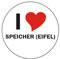 INDIGOS UG Aufkleber - Sticker - Autoaufkleber - I Love Speicher (Eifel) - 8 cm Durchmesser rund - JDM - Die Cut - OEM - Auto - Heckscheibe - aussenklebend, rund, Auto LKW Truck Stadt
