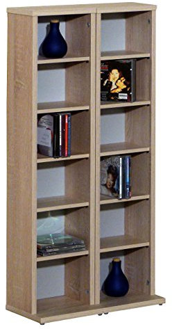 VCM Regal DVD CD Rack Möbel Aufbewahrung Holzregal Standregal Sammelregal Anbauprogramm Sonoma-Eiche 92x42x20cm Milano