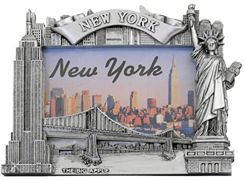 Zizo New York 3D-Bilderrahmen, Silber, New York, 17,8 x 22,9 cm, für 10,2 x 15,2 cm Fotos, Polyresin