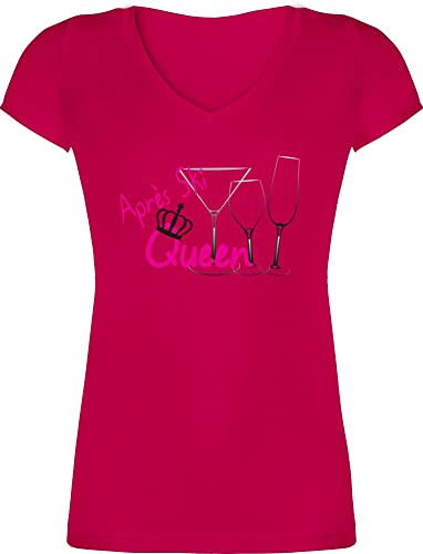 Shirtracer - T-Shirt Damen V Ausschnitt - Skiurlaub - Après Ski Queen - Apres Ski Party Outfit Mottoparty