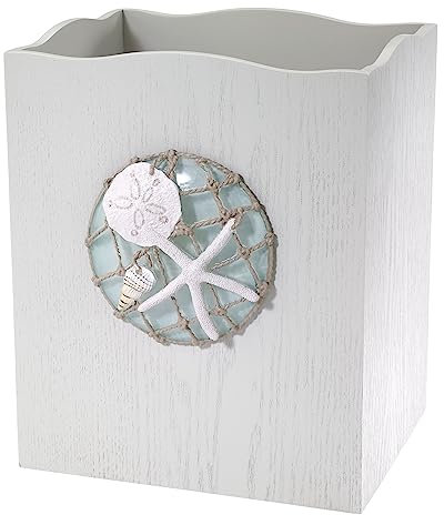 Avanti Linens - Waste Basket, Decorative Trash Can, Beach Inspired Bathroom Accessories (Seaglass Collection)