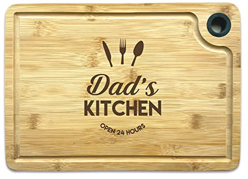 Laser Engraved Chopping Board | Cheese Board | Cutting Board with The Wording Dad's Kitchen Open 24 Hours