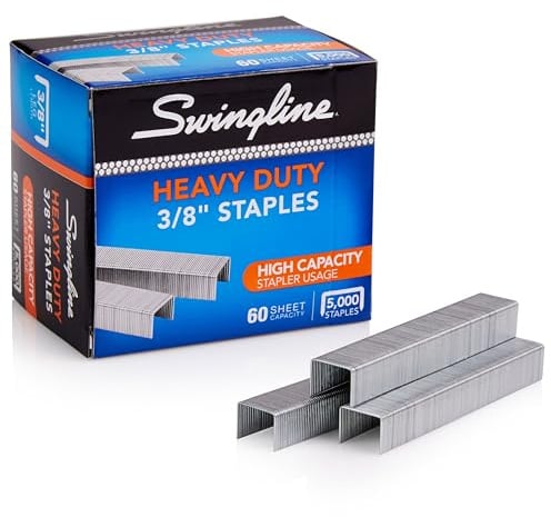 Swingline Staples, Heavy Duty, 3/8 Length, 60 Sheet Capacity, 100/Strip, 5000/Box, 1 Pack (79398)