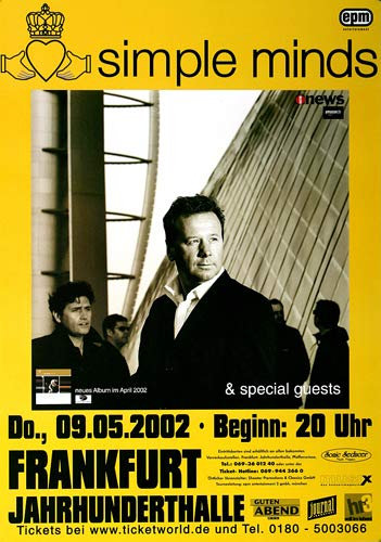 Simple Minds - Spaceface, Frankfurt 2002 » Konzertplakat/Premium Poster | Live Konzert Veranstaltung | DIN A1 «
