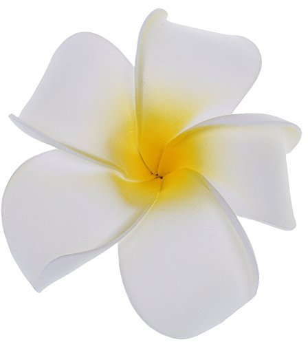Femmes Filles Fleur De Frangipanier Mousse Pince à Cheveux 3 3/4 Pouce Blanc
