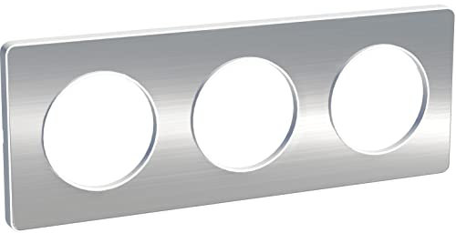 Schneider Electric - Odace Touch, plaque Aluminium brossé liseré Blanc 3 postes horiz./vert. 71mm - S520806J