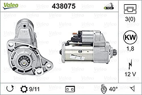 VALEO 438075 Starter Nennleistung: 1,8 kW Stop & Start: NO Zähnezahl: 11 zähne Spannung: 12 V Drehrichtung: ANTI CLOCKWISE