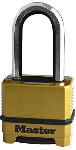 Master Lock M175EURDLH Candado Alta Seguridad, Combinacion, Zinc, Exterior, Arco Largo, Adecuado para Portales, Garages, Sótanos