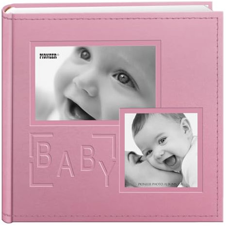 Pioneer Albums Photo 200-pocket en Relief Baby en Similicuir Coque Cadre de l'album pour 4 15,2 cm Impressions, Rose