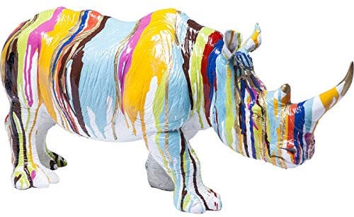 Kare Design Deko Figur Rhino Colore, Mehrfarbig, Nashornmotiv, Kunststoff, Accessoire, Wohnzimmer, Deko für Regale oder Sideboards, Deko Skulptur, Dekoration, 26x55x17cm (H/B/T)