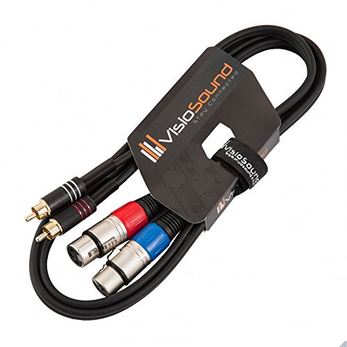 VisioSound 2 x Female XLR to 2 x RCA Gold Phono Plug Twin Lead/Audio Signal Patch Cable 1.5m