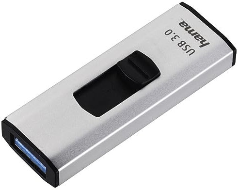 Hama 128GB USB-Stick 4Bizz USB 3.0 Datenstick (90 MB/s Datentransfer, Speicherstick mit Schiebemechanismus, Metall, Memory Stick, geeignet für Windows/MacBook) Silber/Schwarz 00124183