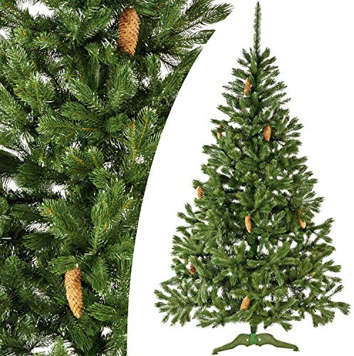 DecoKing Premium Serie 180 cm künstlicher Tannenbaum Weihnachtsbaum Zapfen Fichte Nachwuchs Lux