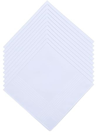 Family Bedding Paquete de 12 pañuelos de satén para hombre, 100% algodón, color blanco, 40 x 40 cm