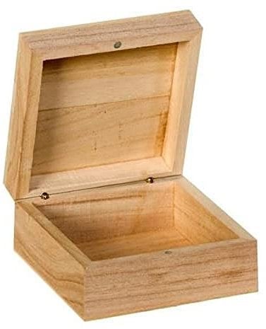 Artemio Boîte Carré, Bois, Beige, 10 x 10 x 5 cm
