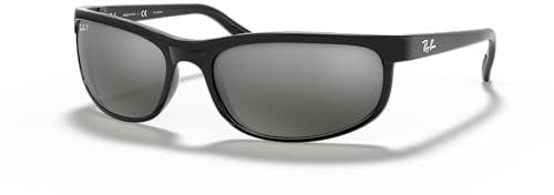Ray-Ban Unisex Predator 2 Sonnenbrille, Schwarz (Gestell: Schwarz, Gläser: Polarized Grau Verspiegelt 601/W1), X-Large (Herstellergröße: 62)